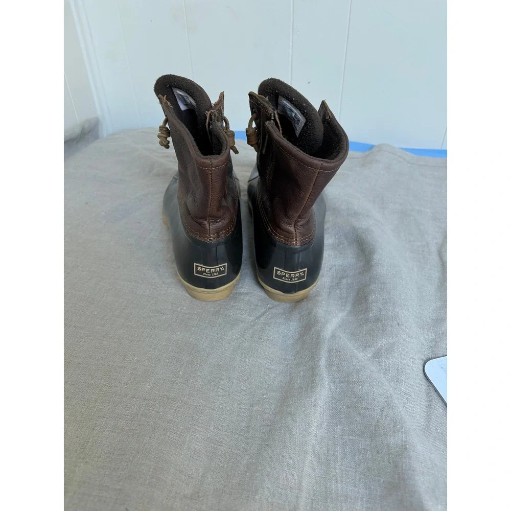 Sperry‎ Saltwater Duck Boots Womens 10 Black Brown Leather Waterproof STS91176